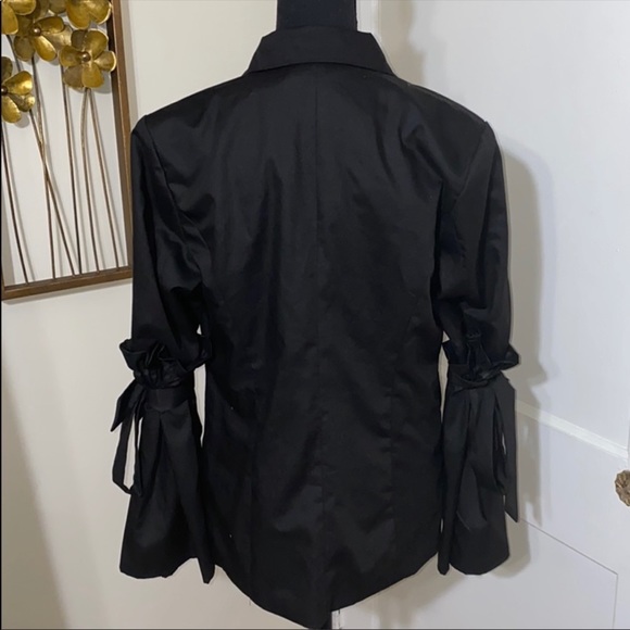 nastygal black tie sleeve blazer jacket - Picture 2 of 7